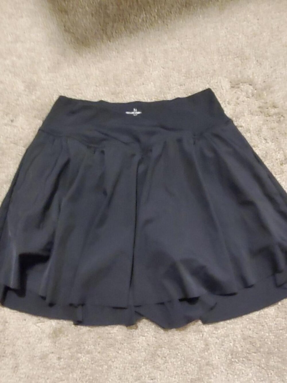 Black High-Waisted Athletic Tennis Skort with Built-In Shorts